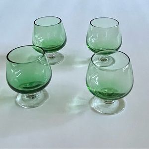Vintage 4 Shot Glass Sized Brandy Snifter Green MCM